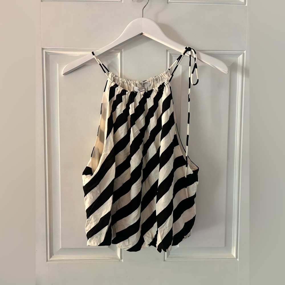 Nine West Striped Black and White Tank Top
